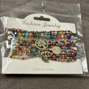 Fashion Jewelry Multicolor Beaded Bracelet Set with Gold Charms